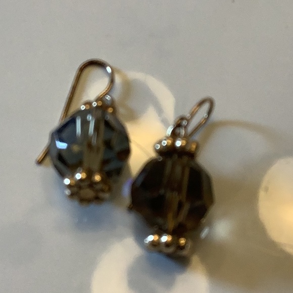 Vintage glass ball earrings pierced brown see-through gold balls - Picture 4 of 4